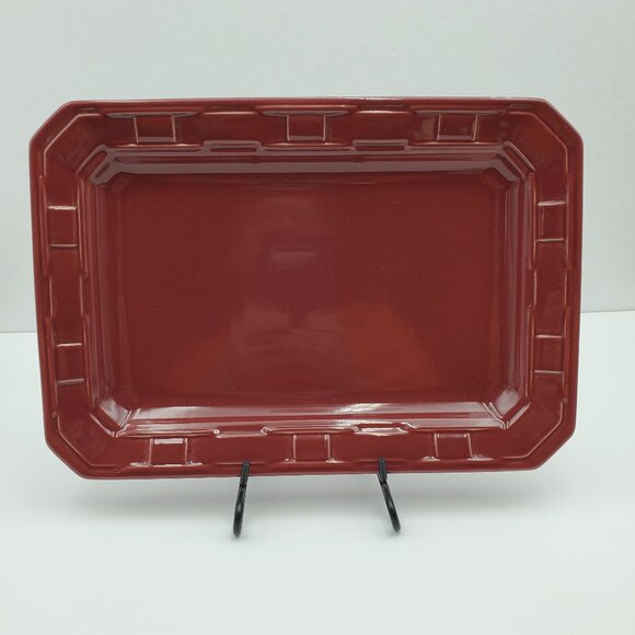 Longaberger Woven Traditions Paprika Rectangular Serving Platter 13" Plate Tray - Picture 5 of 7